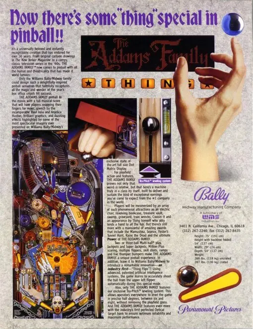 Addams Family Pinball Machine by Bally